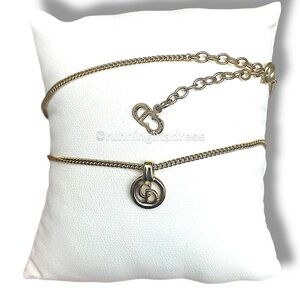 Christian Dior Vintage CD Logo Pendant Necklace Gold Plated Germany